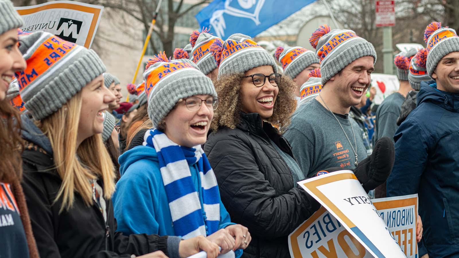 Smiling Collegians for Life members at the annual March for Life in Washington DC.